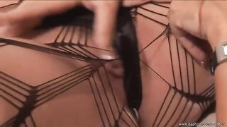 Lesbian beauties in stockings and pantyhose have a passionate sex session