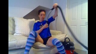 Babe brought a new vacuum cleaner and played with it