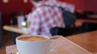 The young guy picked up Asian beauty in the cafe and fucked her hard