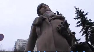 Girl from the street for some money does blowjob right on the sidewalk