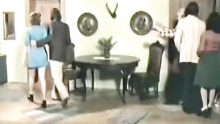Retro foursome sex with cute girls and charming brunettes in stockings