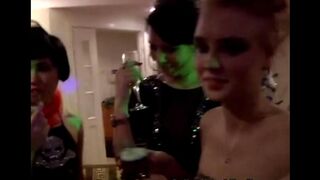 Young whores enjoy an orgy at a wild party with plenty of drinks