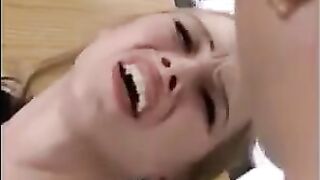 Cute fragile blonde gets her pussy smashed by fisting in a hot video