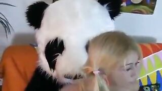 A cute woman has sex with her favorite bear Panda
