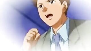 A guy peeps on a girl masturbating herself in hentai