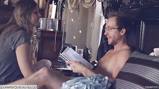 The sexy girl seduced her father to fuck