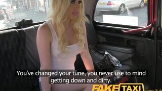 A blonde pays for her travel by offering her body to the driver