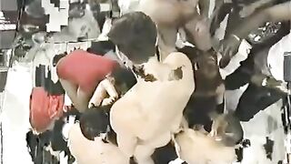 Bunch of guys fucked girl in front of a crowd
