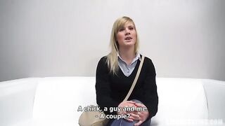 Czech girl of 25 makes a blowjob at the porn casting