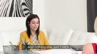 Lesbian casting with Tracy Lindsay, a stunning and confident blonde beauty