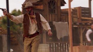 A sexy cowgirl got her pussy licked and slapped