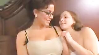 The mother is having fun with her young lesbian daughter