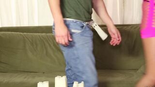 Massage finished with a cumshot inside the blonde’s pussy