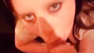 Young girls love to eat cum while making blowjob