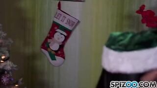 Two Snow Maidens got banged by a horny Santa Claus on the couch