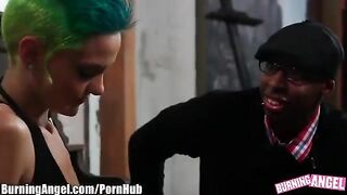 Blonde girl in black stockings fucked in her ass hole