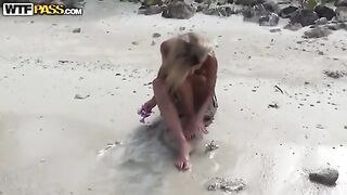 A couple has a private sex on the beach with no one around