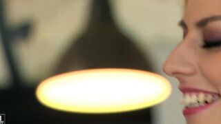 The beautiful woman in stockings ass is given