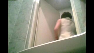 Hidden camera in the toilet, capturing a graduate's private moment