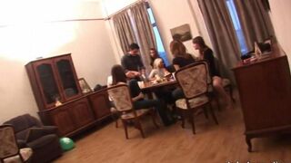 Hot Russian students fucked at a party in an intense group session