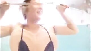 A small penis is not a barrier to enjoy the intimate moment with this brunette