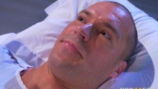 Nurse gave her breast to suck to the patient with a weakened body