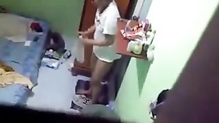 Spy camera installed in the girl’s room in the hostel for sex