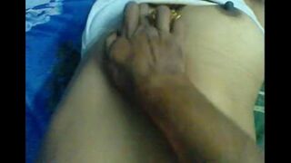 Husband gave a sensual massage to the nipples of his wife