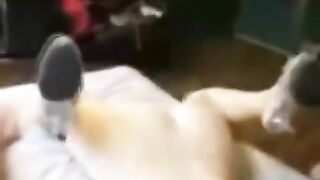 The guy grabbed the girl and put her on the bed, getting wild