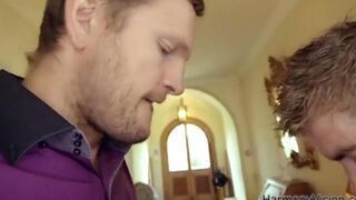Two guys fuck the ass of a cute baby in this hot scene