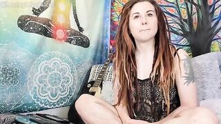 A funny hirsute girl removes her clothes and reaches a climax in a captivating display