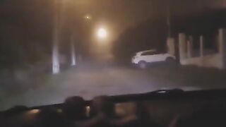 A sexy woman was exercising outdoors when a strange guy approached her