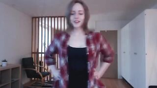 The cutie caresses her wet pussy while her partner watches