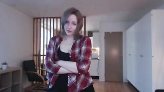 The cutie caresses her wet pussy while her partner watches