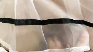 Schoolgirl Cosplay FootJob with an amazing Japanese beauty