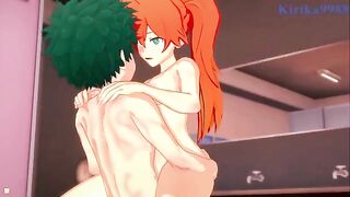 Izuku Midoriya and Itsuka Kendo are having passionate sex in the locker room, showcasing a steamy encounter inspired by the popular anime series My Hero Academia. Their chemistry is as electric as the superhero action on screen, making this hentai a must-