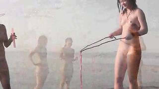 Girl shows her body on the naked beach