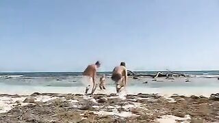 Beach threesome with anal sex and double penetration