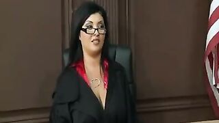 A big-breasted brunette lady in a police uniform gets fucked hard on camera