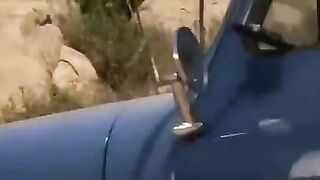 The driver guy is jerking off right on the road