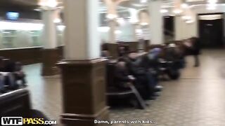 The Russian girl was fucked in the toilet for money