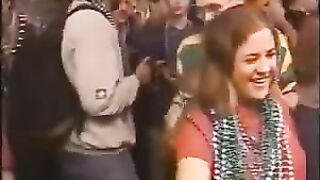 Busty girls are having fun on Mardi Gras holiday