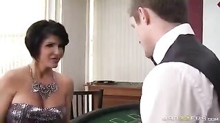 The woman lost a card game and had to pay with her mouth and pussy