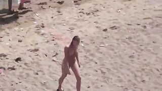 A couple has fun on the deck without any clothes