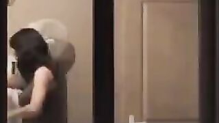 The guy admires himself in the mirror, completely naked, big dick