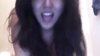 Asian beauty masturbates on her bed and reaches intense pleasure