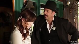 A mature man is having fun with an 18-year-old girl