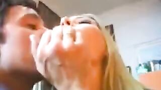 A blonde is not embarrassed to have sex with several rich men at once