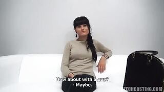 Condom sex at a casting with a cute Czech girl