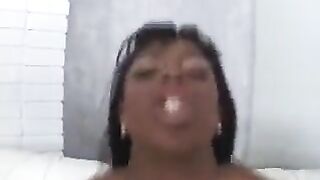 A black girl sucks the dick of a white guy and fucks him hard